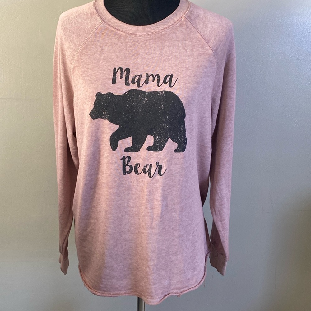 Maurices Mama Bear Soft Lightweight Crewneck Sweatshirt Heather Mauve-Pink NWT
